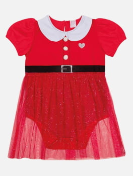 VESTIDO INFANTIL CINTI BABY FANTASIA DE NATAL ACOMPANHA ROUPINHA PARA PET - 10311