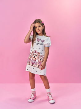 VESTIDO INFANTIL CINTI COM ESTAMPA DE CACHORRINHA - 12521