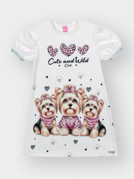 VESTIDO INFANTIL CINTI COM ESTAMPA DE CACHORRINHA - 12521