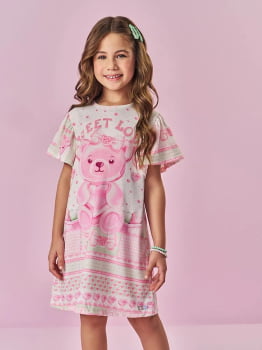 VESTIDO INFANTIL CINTI COM ESTAMPA SWEET LOVE COM STRASS - 12693 VESTIDO INFANTIL CINTI COM ESTAMPA SWEET LOVE COM STRASS - 12693