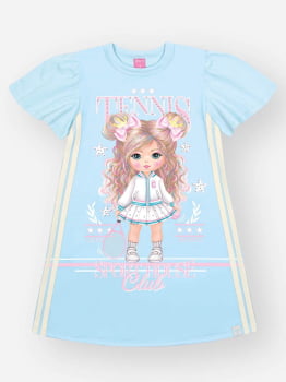 VESTIDO INFANTIL CINTI COM ESTAMPA TENNIS CLUB DETALHE EM STRASS - 12667 VESTIDO INFANTIL CINTI COM ESTAMPA TENNIS CLUB DETALHE EM STRASS - 12667