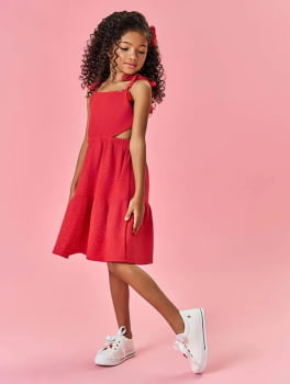 VESTIDO INFANTIL CINTI COM STRASS VERMELHO - 12199