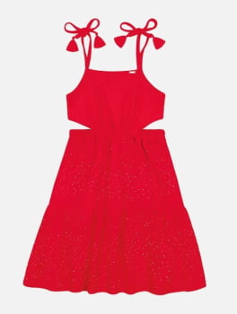 VESTIDO INFANTIL CINTI COM STRASS VERMELHO - 12199