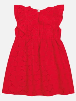 VESTIDO INFANTIL CINTI EM LAISE CORAÇÕES VERMELHO - 10286