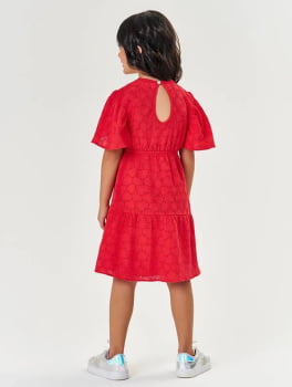 VESTIDO INFANTIL CINTI EM LAISE CORAÇÕES VERMELHO - 12221