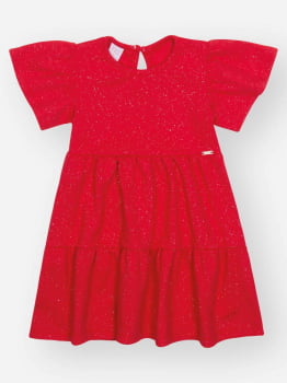 VESTIDO INFANTIL CINTI EM MALHA TEXTURIZADA COM BRILHO - 10463