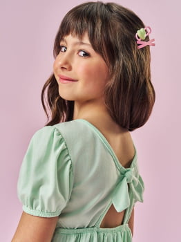 VESTIDO INFANTIL CINTI EM MEIA MALHA E ACOMPANHA BOLSA DE URSINHO - 12681