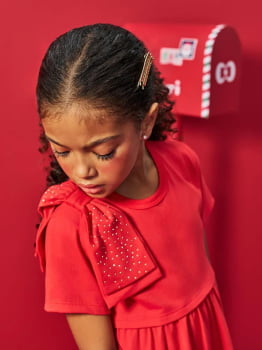 VESTIDO INFANTIL CINTI EM MEIA MALHA E LAÇO COM STRASS - 12686 VESTIDO INFANTIL CINTI EM MEIA MALHA E LAÇO COM STRASS - 12686