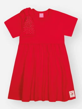 VESTIDO INFANTIL CINTI EM MEIA MALHA E LAÇO COM STRASS - 12686