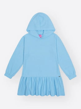 VESTIDO INFANTIL CINTI EM MOLETINHO WAFFLE E BOLSA EM PELO FLEECE - 012261320