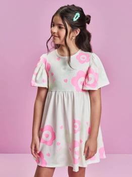 VESTIDO INFANTIL CINTI EM NEW STHETCH ESTAMPA FLORAL COM STRASS - 012262450