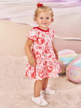 VESTIDO INFANTIL CINTI EM NEW STRECH COM ESTAMPA CORAÇÕES DE AMOR VERMELHO - 10453 VESTIDO INFANTIL CINTI EM NEW STRECH COM ESTAMPA CORAÇÕES DE AMOR VERMELHO - 10453