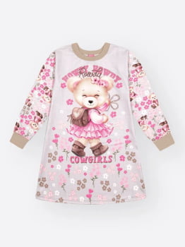 VESTIDO INFANTIL CINTI EM SUPLEX FELPADO E ACOMPANHA MOCHILA EM CARNEIRIHO - 012261270