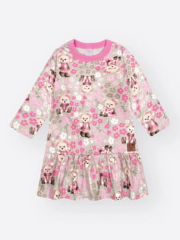 VESTIDO INFANTIL CINTI EM SUPLEX FELPADO ESTAMPADO - 10510