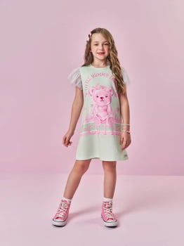 VESTIDO INFANTIL CINTI EM SUPLEX POWER ESTAMPA DE URSINHA COM DETALHE EM STRASS - 12668 VESTIDO INFANTIL CINTI EM SUPLEX POWER ESTAMPA DE URSINHA COM DETALHE EM STRASS - 12668
