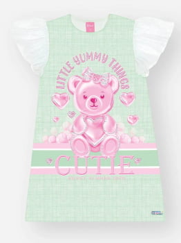 VESTIDO INFANTIL CINTI EM SUPLEX POWER ESTAMPA DE URSINHA COM DETALHE EM STRASS - 12668