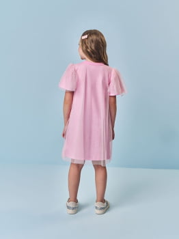VESTIDO INFANTIL CINTI EM TULE BRILHO COM ESTAMPA DE URSINHO - 12692 VESTIDO INFANTIL CINTI EM TULE BRILHO COM ESTAMPA DE URSINHO - 12692