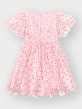 VESTIDO INFANTIL CINTI EM TULE COM FLORES - 12504