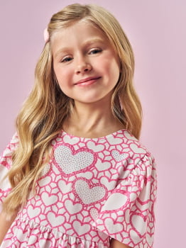 VESTIDO INFANTIL CINTI ESTAMPA DE CORAÇÕES COM STRASS - 12682 VESTIDO INFANTIL CINTI ESTAMPA DE CORAÇÕES COM STRASS - 12682