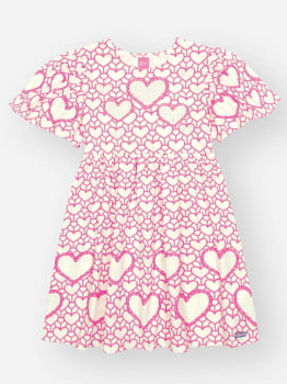 VESTIDO INFANTIL CINTI ESTAMPA DE CORAÇÕES COM STRASS - 12682