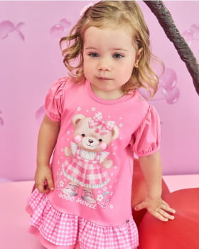 VESTIDO INFANTIL CINTI ESTAMPA SOOO SWEET COM STRASS - 10401