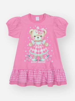 VESTIDO INFANTIL CINTI ESTAMPA SOOO SWEET COM STRASS - 10401