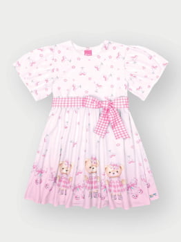 VESTIDO INFANTIL CINTI ESTAMPA URSINHO COM STRASS - 12502
