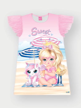 VESTIDO INFANTIL CINTI ESTAMPADO COM DETALHES EM STRASS - 12519
