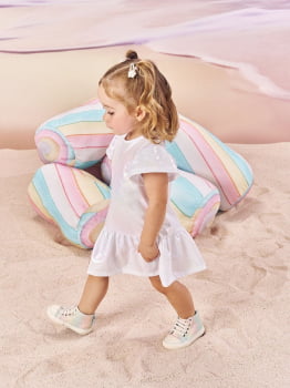 VESTIDO INFANTIL CINTI METALIZADO BRANCO - 10456 VESTIDO INFANTIL CINTI METALIZADO BRANCO - 10456