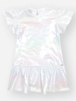 VESTIDO INFANTIL CINTI METALIZADO BRANCO - 10456