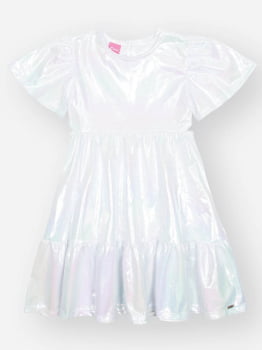 VESTIDO INFANTIL CINTI METALIZADO BRANCO - 16272
