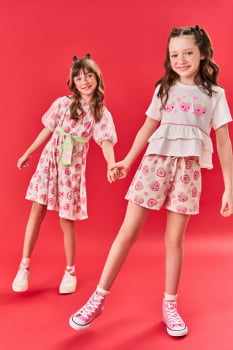 VESTIDO INFANTIL CINTI STRAWBERRY COM POM POM - 12085