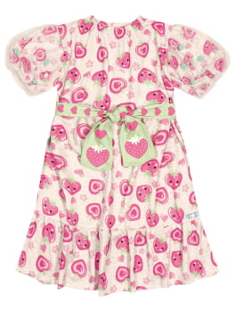 VESTIDO INFANTIL CINTI STRAWBERRY COM POM POM - 12085