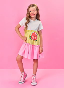 VESTIDO INFANTIL CINTI TRÊS MARIAS COM BOLSA DE MELANCIA - 12508