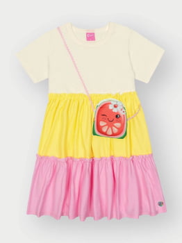 VESTIDO INFANTIL CINTI TRÊS MARIAS COM BOLSA DE MELANCIA - 12508