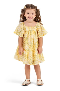 VESTIDO INFANTIL COLORITTÁ EM LAISE COM ESTAMPA FLORES - 73223