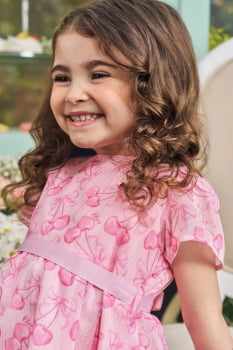 VESTIDO INFANTIL EM CHIFFON BRILHO CORAÇÕES - 84691