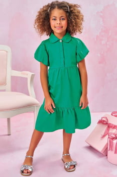 VESTIDO INFANTIL EM TECIDO GLOW VERDE - 77621