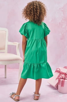 VESTIDO INFANTIL EM TECIDO GLOW VERDE - 77621