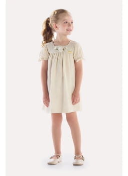 VESTIDO INFANTIL EM TRICOT COM BORDADO E PÉROLAS - 2100186 VESTIDO INFANTIL EM TRICOT COM BORDADO E PÉROLAS - 2100186