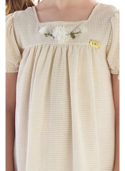 VESTIDO INFANTIL EM TRICOT COM BORDADO E PÉROLAS - 2100186