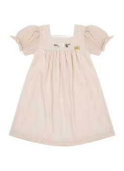 VESTIDO INFANTIL EM TRICOT COM BORDADO E PÉROLAS - 2100186