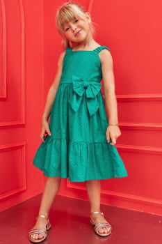 VESTIDO INFANTIL INFANTI EM MALHA LAISE SUMMER VERDE COM LAÇO - 77373