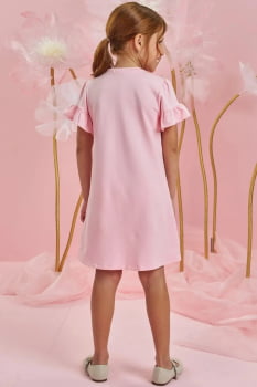 VESTIDO INFANTIL INFANTI EM MOLEVISCO COM PÉROLAS E STRASS - 84007