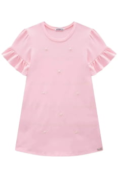 VESTIDO INFANTIL INFANTI EM MOLEVISCO COM PÉROLAS E STRASS - 84007