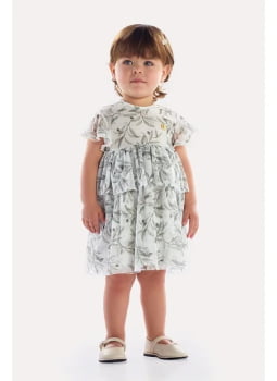 VESTIDO INFANTIL KIKI COM BABADO EM TULE ESTAMPADO - 1100065 VESTIDO INFANTIL KIKI COM BABADO EM TULE ESTAMPADO - 1100065
