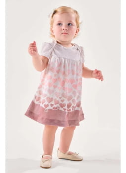 VESTIDO INFANTIL KIKI COM ESTAMPA CORAÇÕES COM STRASS - 1100064 VESTIDO INFANTIL KIKI COM ESTAMPA CORAÇÕES COM STRASS - 1100064