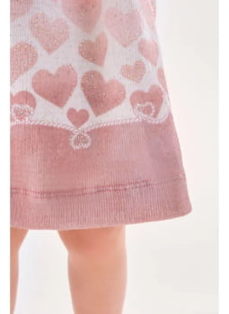 VESTIDO INFANTIL KIKI COM ESTAMPA CORAÇÕES COM STRASS - 1100064