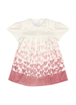 VESTIDO INFANTIL KIKI COM ESTAMPA CORAÇÕES COM STRASS - 1100064