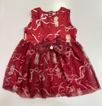 VESTIDO INFANTIL KIKI COM ESTAMPA DE URSINHO E ACOMPANHA CALCINHA - 1150019 VESTIDO INFANTIL KIKI COM ESTAMPA DE URSINHO E ACOMPANHA CALCINHA - 1150019